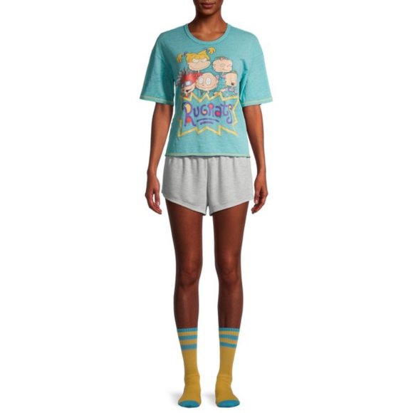 Rugrats womens Pajamas Set Shirt top Shorts Socks 3 piece new - Picture 1 of 6